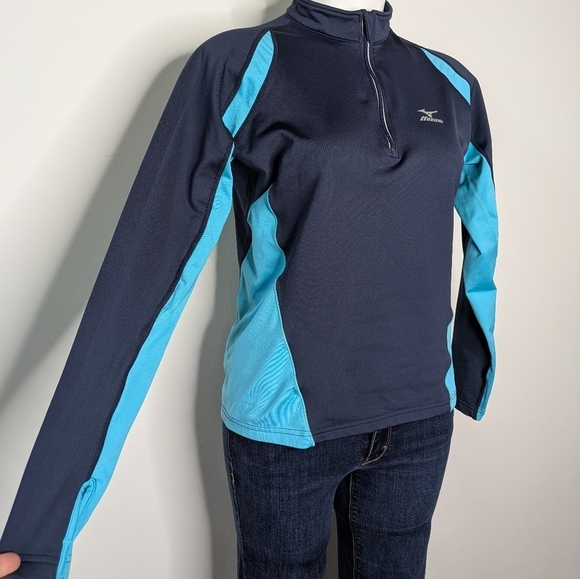 ✨3/$15 Mizuno blue 1/3 zip long sleeve pullover M - Picture 3 of 9